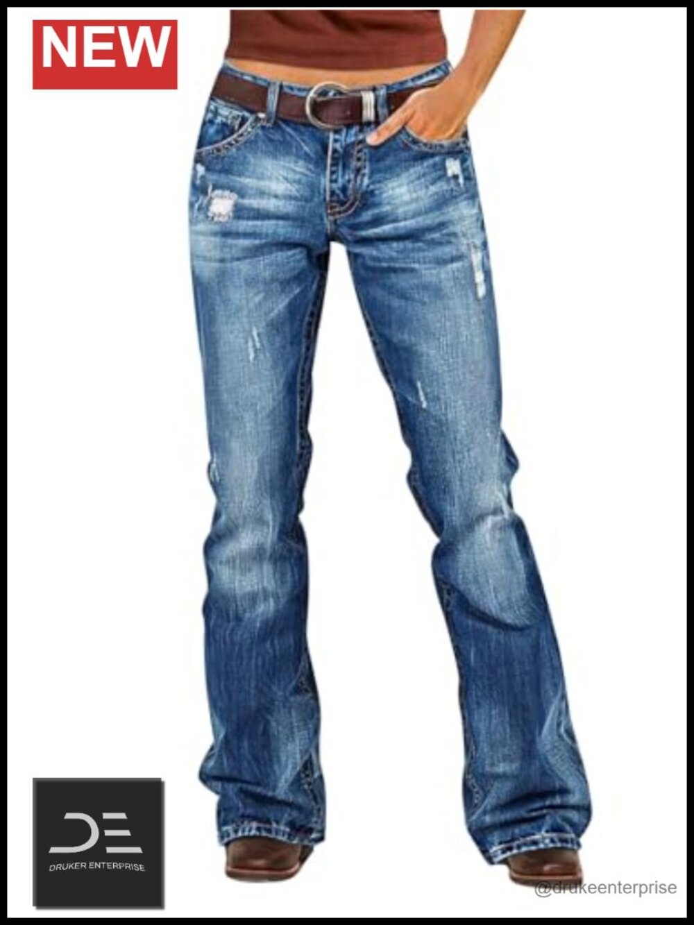 Mid Rise Ripped Bootcut Jeans Women Bootcut Denim Stretch